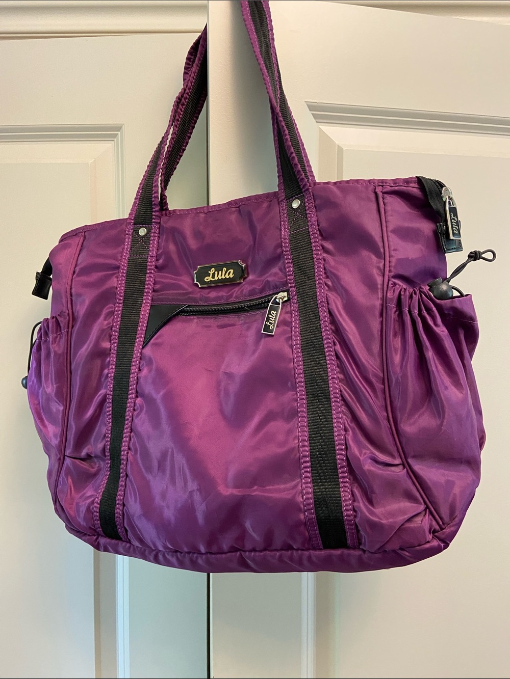 Purple Nylon Tote with Black Trim